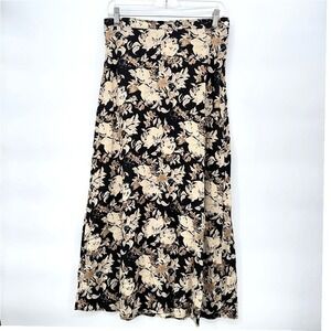 JM Studio Maxi Skirt VTG Floral Cotton Boho Casual Aline Cottage Core Size LG